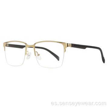 Diseño de lujo Bevel Metal Mallas ópticas Gafas de anteojos